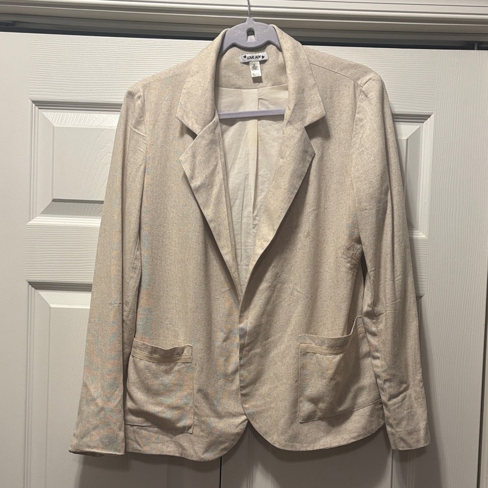 Love Ady Linen Blend Buttonless Blazer Women’s Sz S